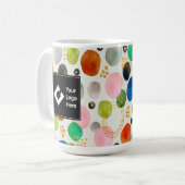 抽象芸術ペブル金ゴールドグリッターアート+あなたのロゴ コーヒーマグカップ (正面左)