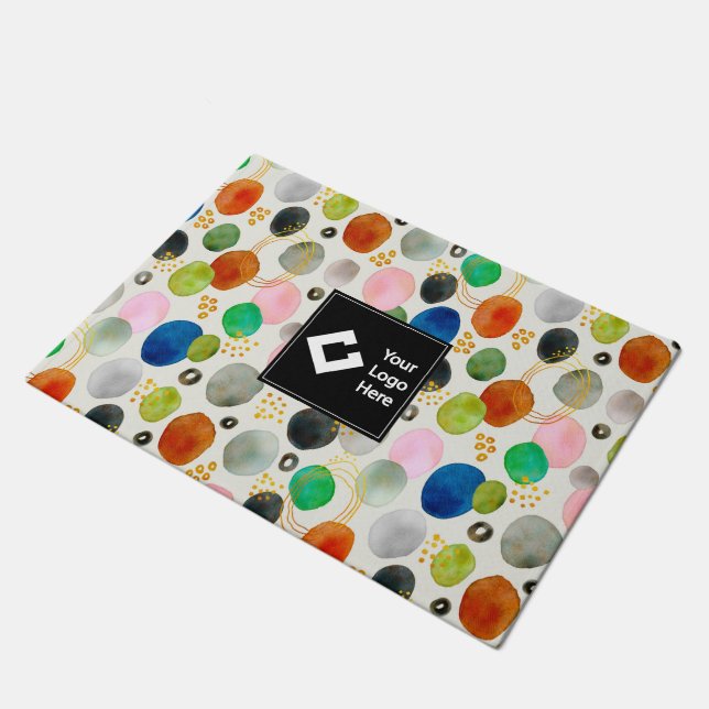 抽象芸術ペブル金ゴールドグリッターアート+あなたのロゴ ドアマット (アングル)