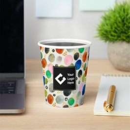 抽象芸術ペブル金ゴールドグリッターアート+あなたのロゴ 紙コップ