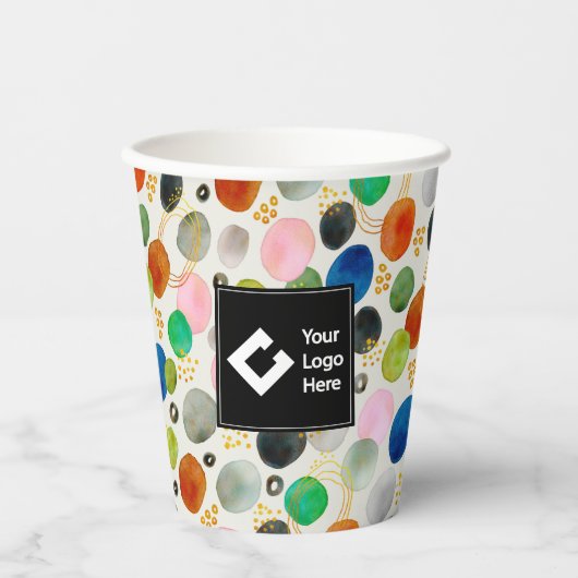 抽象芸術ペブル金ゴールドグリッターアート+あなたのロゴ 紙コップ (正面)