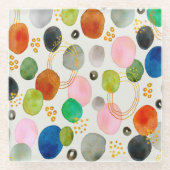 抽象芸術ペブル金ゴールドグリッター ガラスコースター (正面)