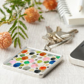 抽象芸術ペブル金ゴールドグリッター キーホルダー (側面)