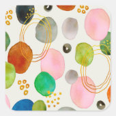 抽象芸術ペブル金ゴールドグリッター スクエアシール (正面)