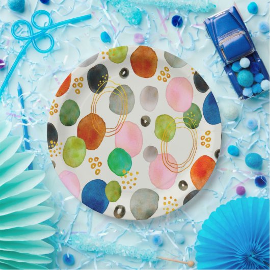 抽象芸術ペブル金ゴールドグリッター ペーパープレート (パーティー)