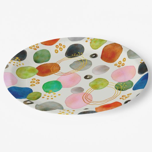 抽象芸術ペブル金ゴールドグリッター ペーパープレート (アングル)