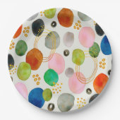 抽象芸術ペブル金ゴールドグリッター ペーパープレート (正面)