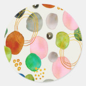 抽象芸術ペブル金ゴールドグリッター ラウンドシール (正面)