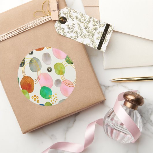 抽象芸術ペブル金ゴールドグリッター ラウンドシール (ギフト)