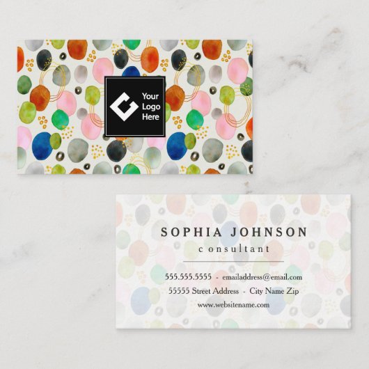 抽象芸術ペブル金ゴールドグリッター 名刺 (正面/裏面)