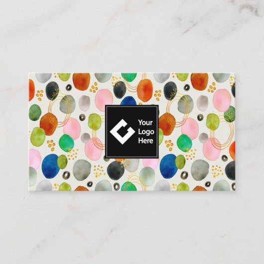 抽象芸術ペブル金ゴールドグリッター 名刺 (正面)