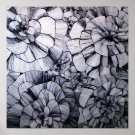 抽象芸術ペンアートオブフラワーポスター ポスター