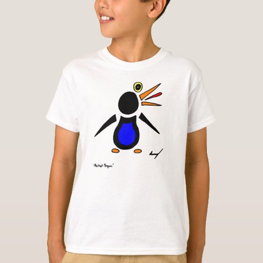 抽象芸術ペンギンキッズベーシックTシャツ Tシャツ (正面)