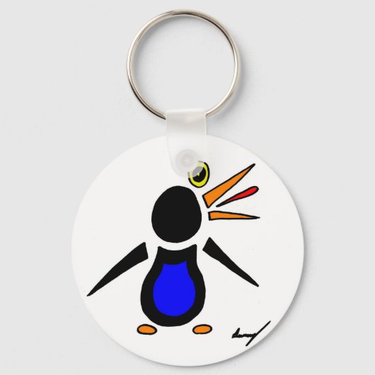 抽象芸術ペンギンラウンドキーチェーン キーホルダー (正面)