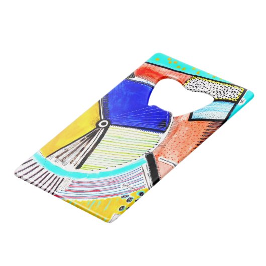 抽象芸術ホイールクレジットカードボトルオープナー クレジットカード栓抜き (正面アングル)