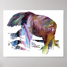 抽象芸術ホッキョクグマのシルエット ポスター