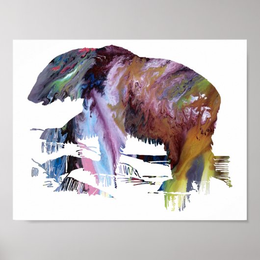 抽象芸術ホッキョクグマのシルエット ポスター (正面)