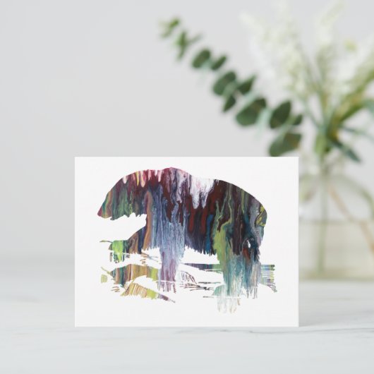 抽象芸術ホッキョクグマのシルエット ポストカード (スタンド正面)