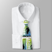 抽象芸術ホッケープレーヤーブルーとグリーン ネクタイ (タイ)