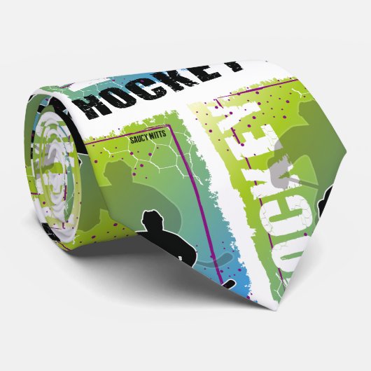 抽象芸術ホッケープレーヤーブルーとグリーン ネクタイ (ロール)