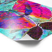 抽象芸術ホットピンクとアクアボタニカルバタフライ フォトプリント            (角)