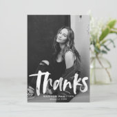 抽象芸術ホットピンクブラシトライク写真卒業 サンキューカード (スタンド正面)