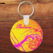 抽象芸術'ホットピンク信じ',...キーチェーン キーホルダー (正面)