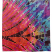 抽象芸術ホモダンットピンクブルーブラックろうけつ染め絞り染め シャワーカーテン (正面)