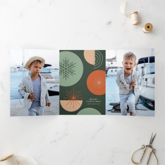 抽象芸術ホリデイサークル 三つ折りクリスマスカード (内部)
