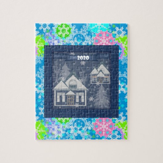 抽象芸術ホリデーズメリークリスマスハッピーニューイヤーd ジグソーパズル (縦)