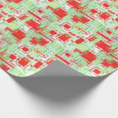 抽象芸術ホリデーデザイン赤と緑オンホワイト ラッピングペーパー (角)