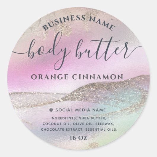 抽象芸術ホログラフィックバラ金ゴールドモダンスクリプト ラウンドシール (正面)