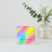 抽象芸術ホログラフィックレインボージオメトリスクエア スクエア名刺 (スタンド正面)