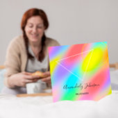 抽象芸術ホログラフィックレインボージオメトリスクエア スクエア名刺