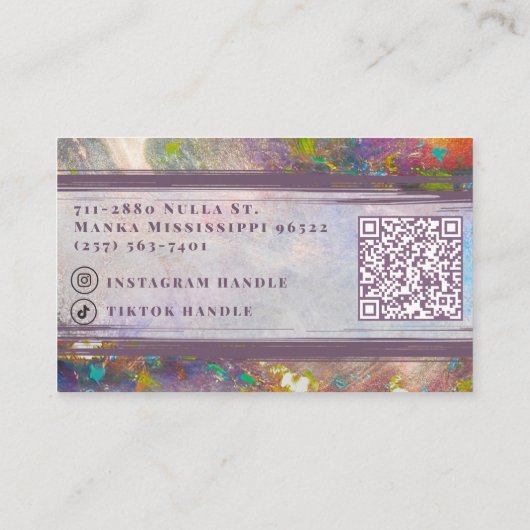 抽象芸術ホログラフィックレインボーバラ金ゴールド フェミニン 名刺 (裏面)