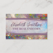 抽象芸術ホログラフィックレインボーバラ金ゴールド フェミニン 名刺 (正面)