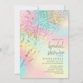 抽象芸術ホログラフィックレインボーブライダルシャワーID775 招待状 (正面)