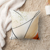 抽象芸術ホワイトオレンジグリーンブラックライン クッション (ブランケット)