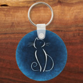 抽象芸術ホワイトキャットキーチェーン キーホルダー (正面)