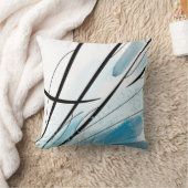 抽象芸術ホワイトブルーストローク黒線 クッション (ブランケット)