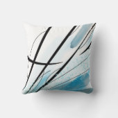 抽象芸術ホワイトブルーストローク黒線 クッション (裏面)