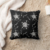 抽象芸術ホワイトラインアート花オンブラック クッション (ブランケット)