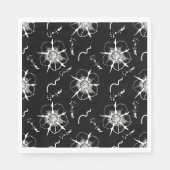 抽象芸術ホワイトラインアート花オンブラック スタンダードランチョンナプキン (正面)