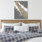 抽象芸術ホワイト、グレー、金ゴールドベージュヴィンテージ キャンバスプリント (インサイチュ (寝室))