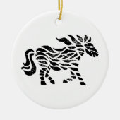 抽象芸術ホースウッドブロックプリント セラミックオーナメント (正面)