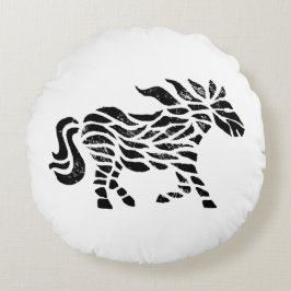 抽象芸術ホースウッドブロックプリント ラウンドクッション