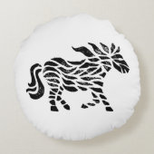 抽象芸術ホースウッドブロックプリント ラウンドクッション (裏面)