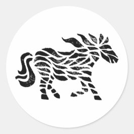 抽象芸術ホースウッドブロックプリント ラウンドシール