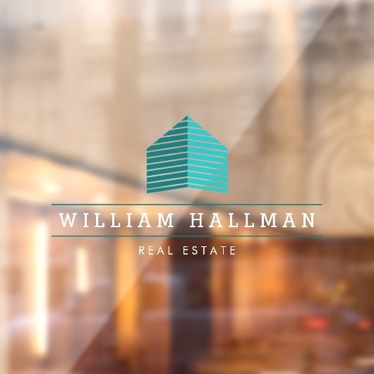 抽象芸術ホームロゴティール（緑がかった色）/白ウィンドウの固定 ウィンドウサイン (シート2)