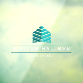 抽象芸術ホームロゴティール（緑がかった色）/白ウィンドウの固定 ウィンドウサイン (シート3)