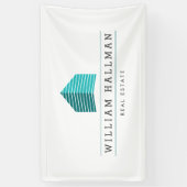 抽象芸術ホームロゴティール（緑がかった色）/白 横断幕 (縦)